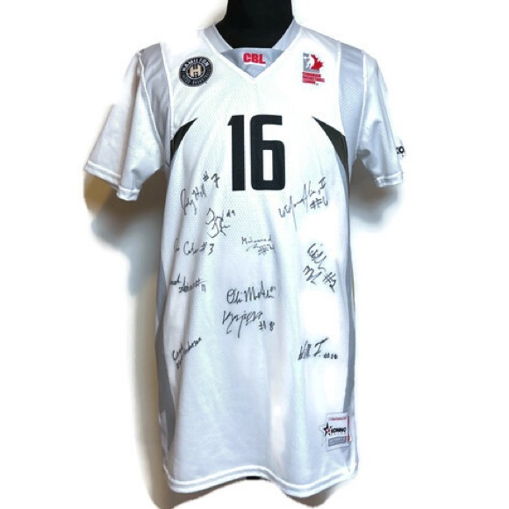 RARE Canadian Basketball League CBL Hamilton United Signed Autograph Shirt Sz S